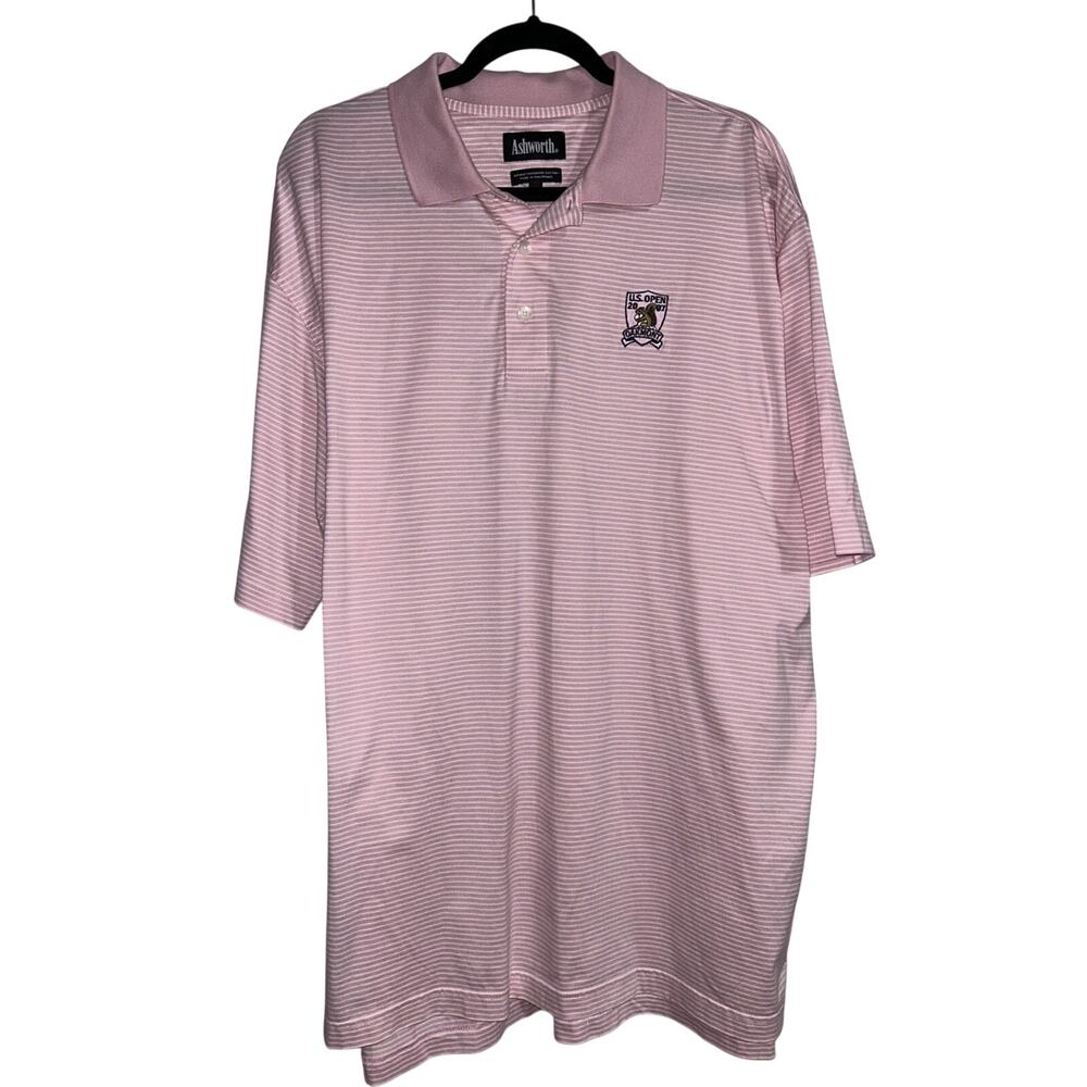 Ashworth Men's sz XL US Open 2007 Oakmont Striped Golf Shirt